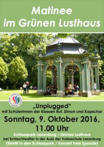 Plakat Matinee im Schlosspark Oktober 2016