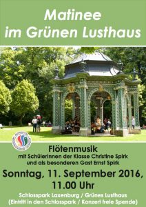 Plakat Matinee im Schlosspark September 2016