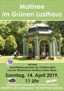 Plakat Matinee im Grünen Lusthaus 14. April 2019